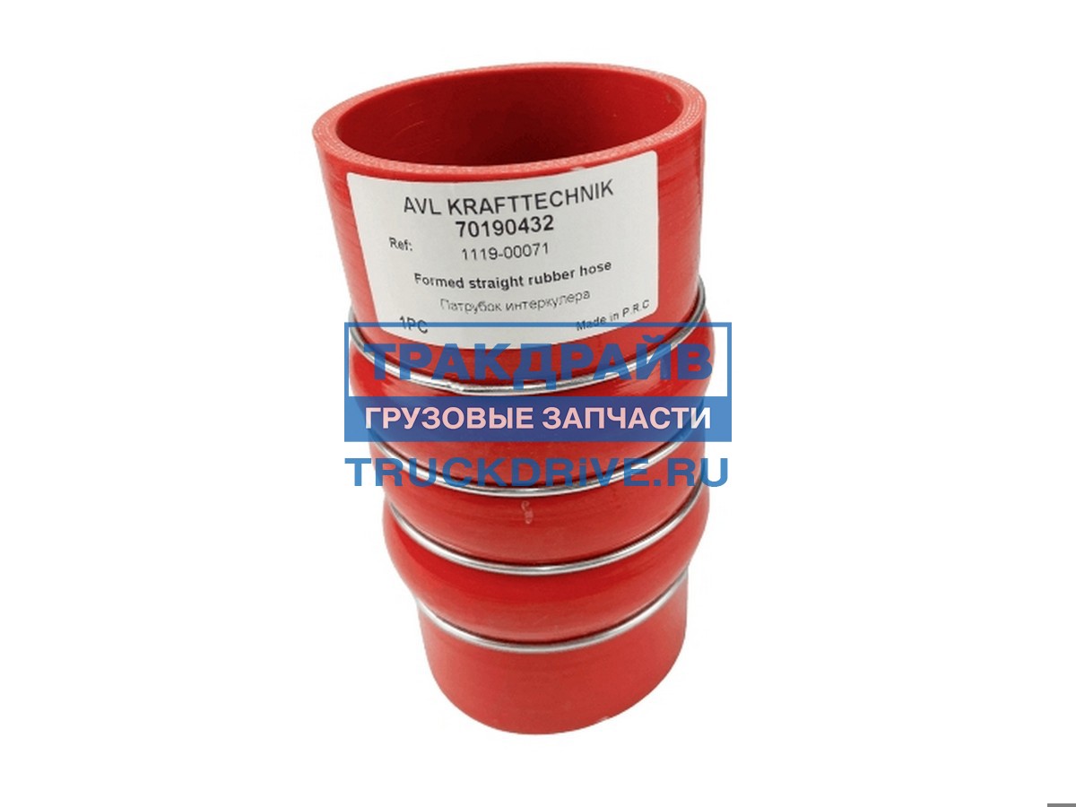 Фото AVLKRAFT 70190432 патрубок интеркулера Yutong 6121 L=191 диам 89 мм  1119-00071