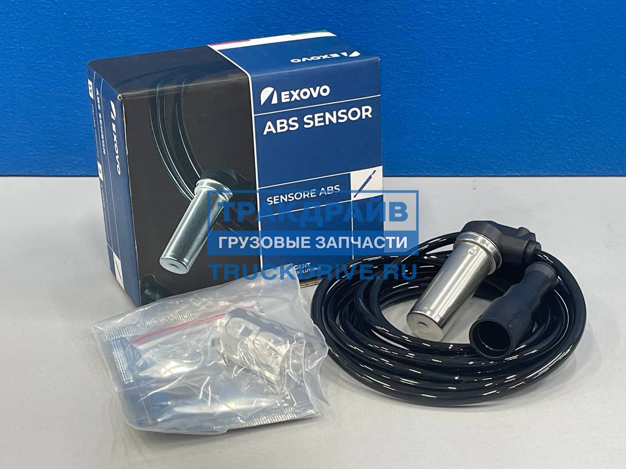 Фото EXOVO 04007E датчик ABS Г-образный для Mercedes Actros Axor L=2000 мм
