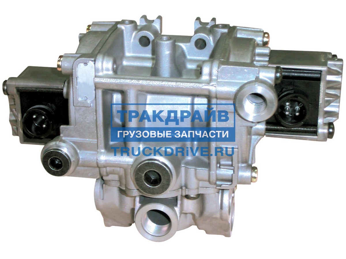 Фото MAY 251701 кран модулятор ABS прицепа, двойной, по три выхода по бокам, соединение байонет