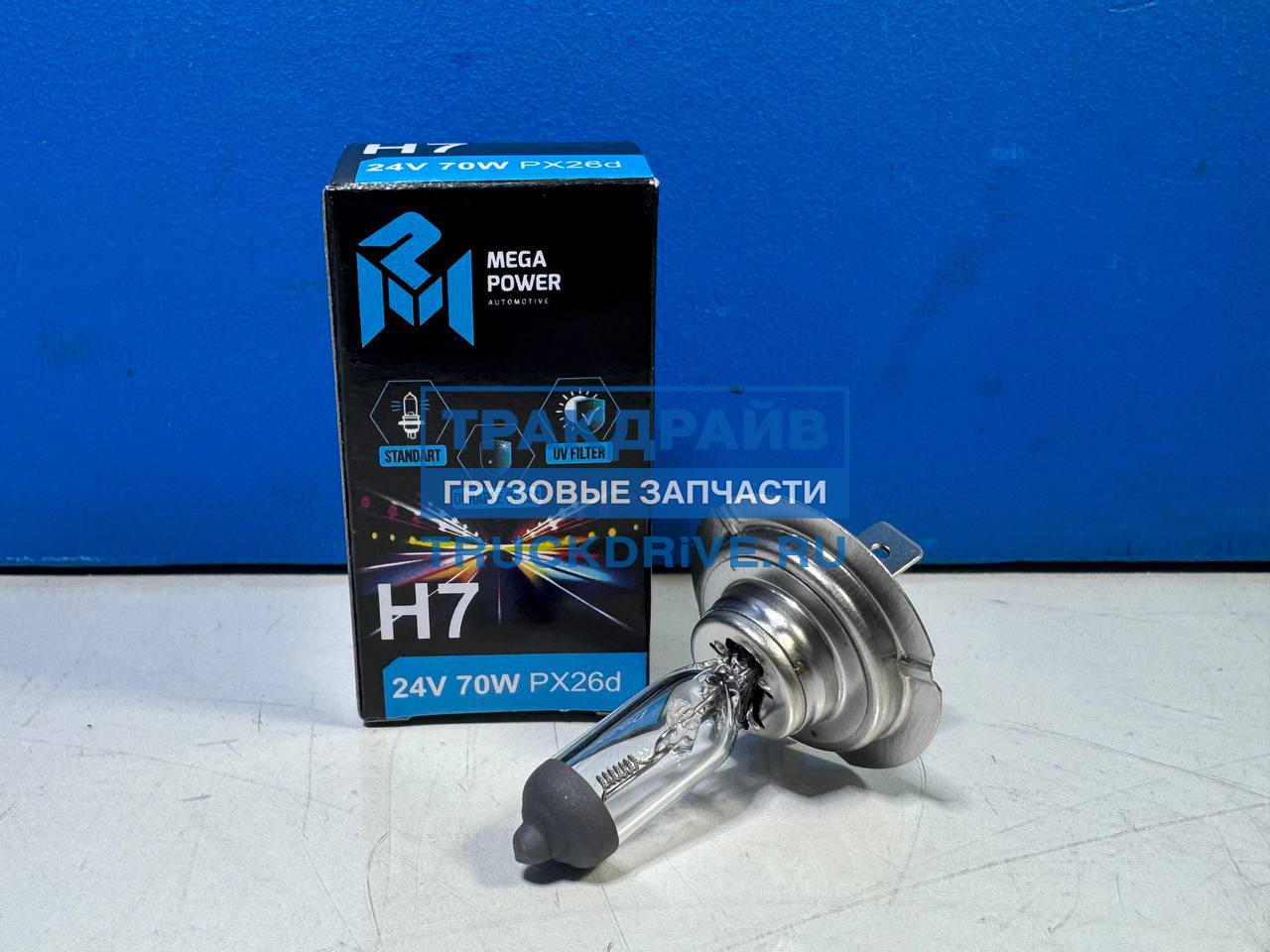 Фото MEGAPOWER 37033033 лампа 24V H7 70W PX26d Standart  