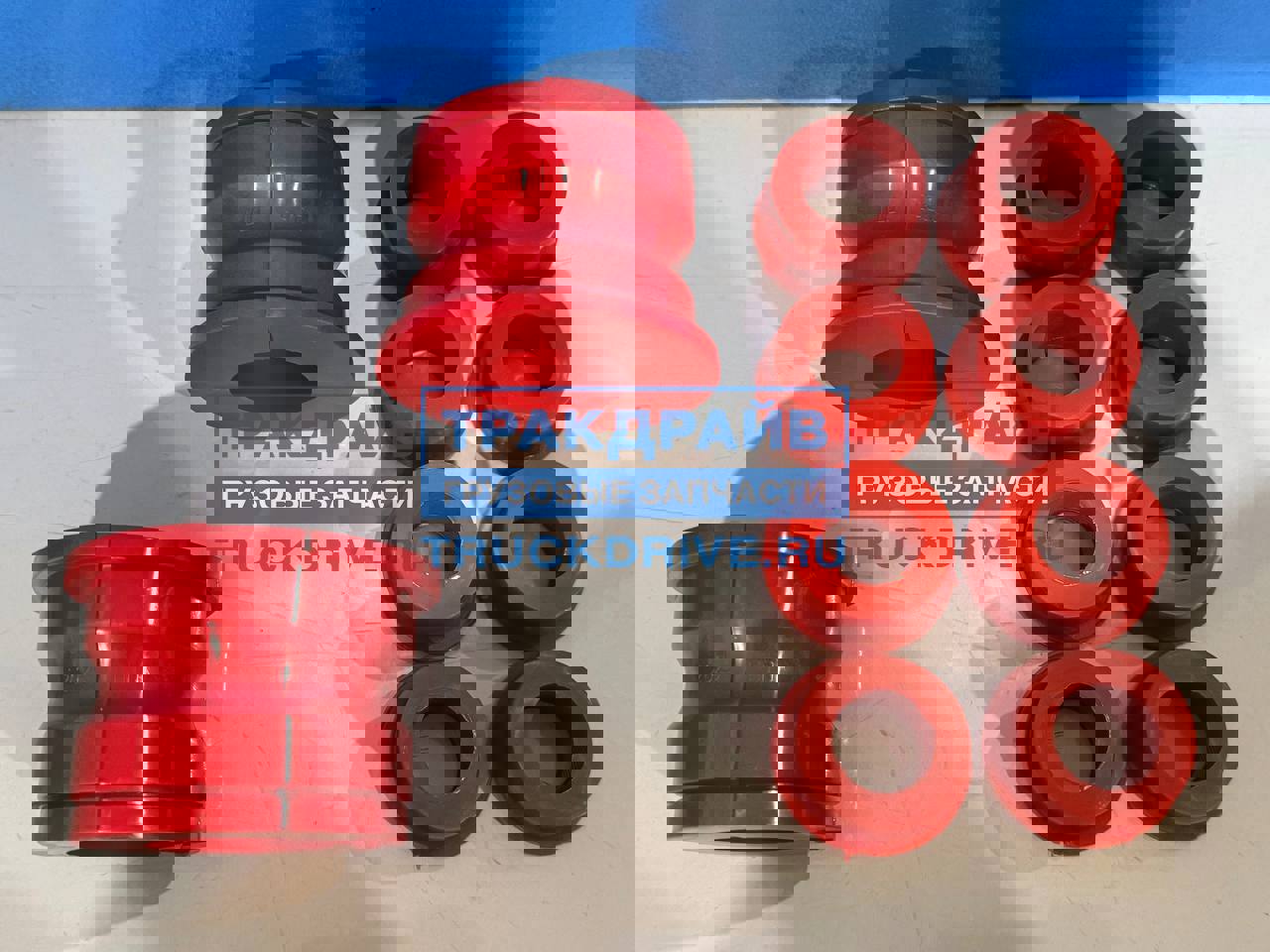 Фото ПТП PTP001530 рМК Втулок стабилизатора для МАЗ-5440, 6430 красный полиуретан (к-кт 10 шт.)