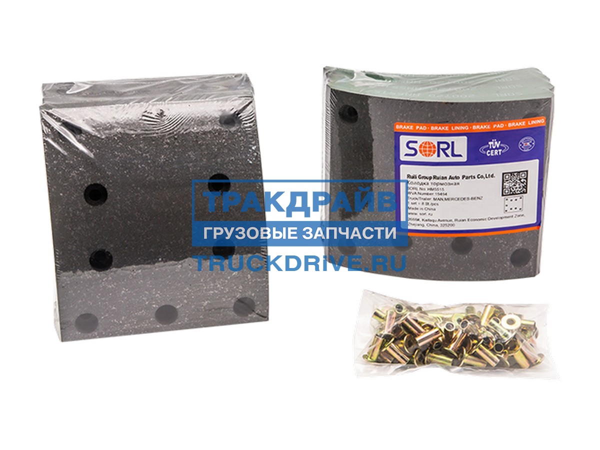 Фото SORL HM5515 накладка тормозная, к-т 8шт+заклепки 64шт
