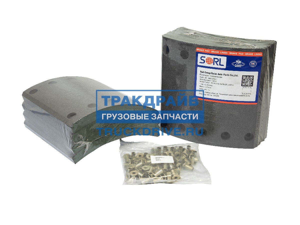 Фото SORL HM57031 накладка тормозная, к-т 8шт+заклепки 80шт 420x200 1-й рем. BPW, DAF, SAF (19094)