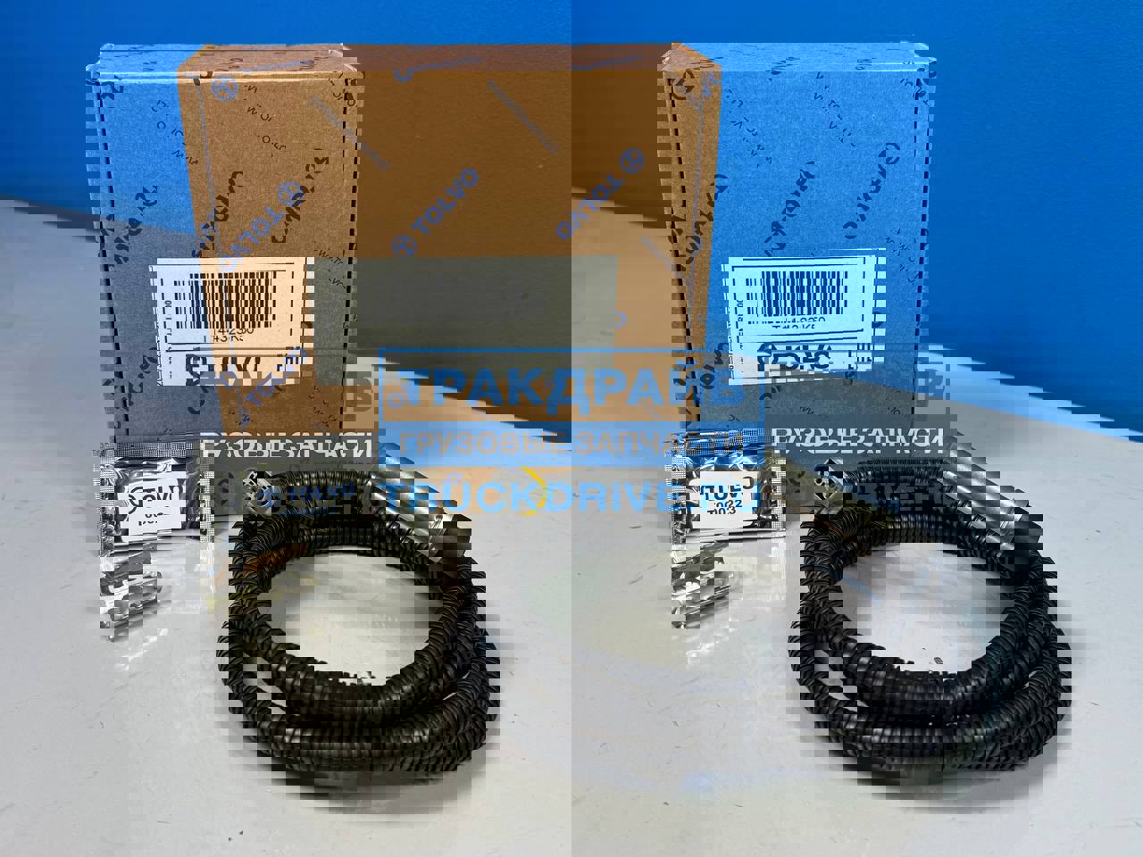 Фото TOLVO T144323K50 датчик ABS для MAN TGA/TGS/TGX L=1850 мм., со втулкой и смазкой, гофрированная трубка