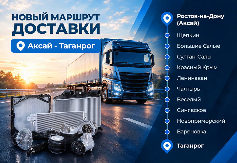 Новый маршрут доставки грузовых автозапчастей Аксай → Таганрог
